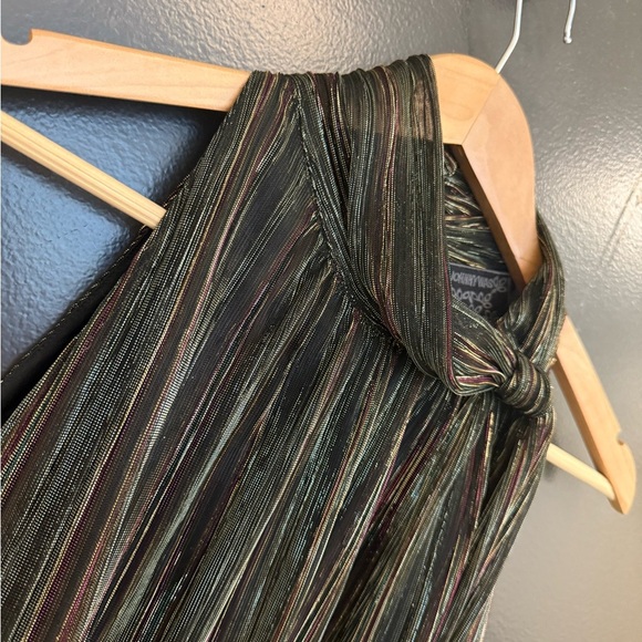 Johnny Was M EUC Metalic Green Halter Maxi Dress with scarf wrap iridescent. - Picture 7 of 14